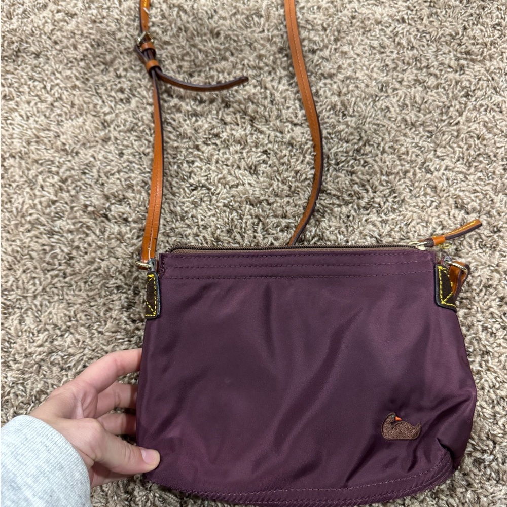 Dooney & Bourke Purple Crossbody Bag with Tan Strap